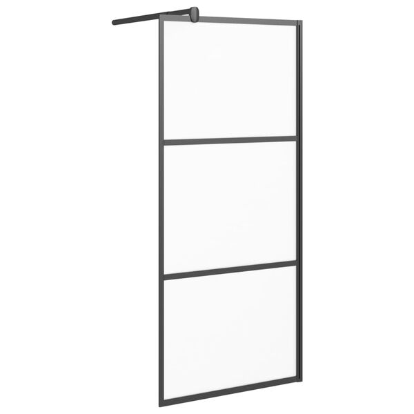 vidaXL Walk-in Shower Wall 31.5"x76.8" Frosted ESG Glass Black
