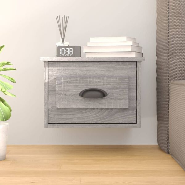 vidaXL Wall-mounted Bedside Cabinet Grey Sonoma Engineered wood