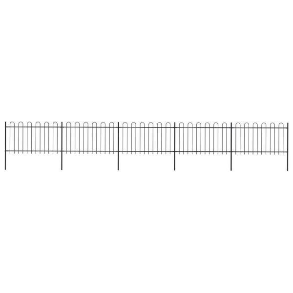 vidaXL Garden Fence with Hoop Top Steel 351.3"x39.4" Black