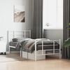 vidaXL Bed Frame White Powder-Coated Steel Twin Metal Bed Frame