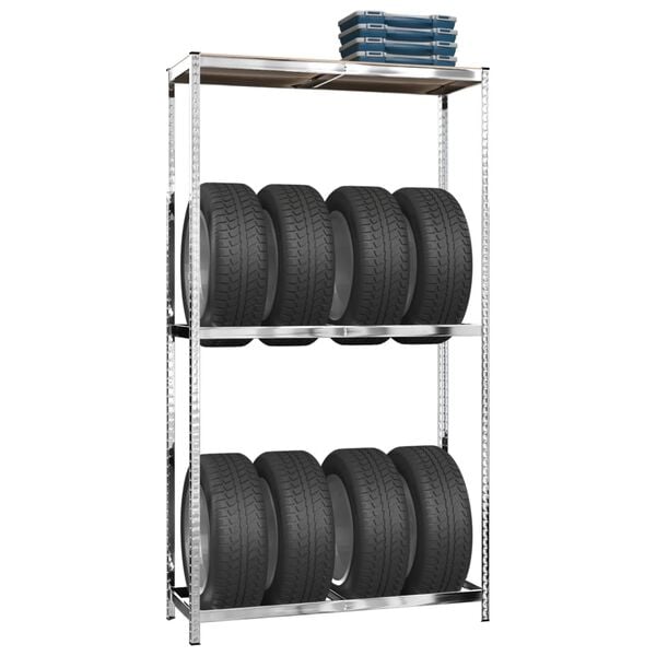 vidaXL 2-Layer Tire Rack Silver 43.3"x15.7"x70.9" Steel