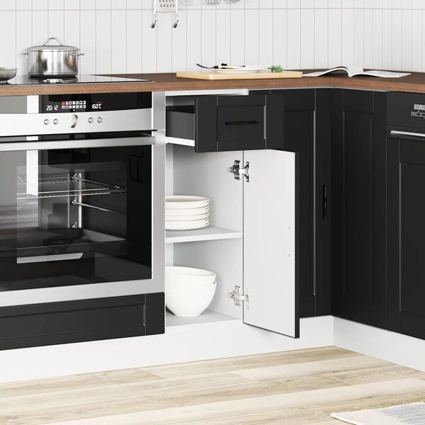 vidaXL Kitchen Base Cabinet Black Engineered Wood Standard