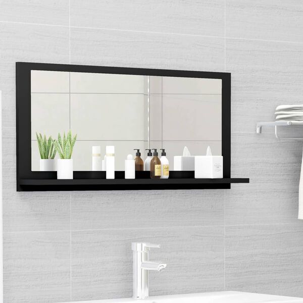 vidaXL Bathroom Mirror Black 31.5"x4.1"x14.6" Engineered Wood