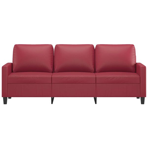 vidaXL 3-Seater Sofa Wine Red 75% PVC, 20% polyester, 5% cotton 3-Seater