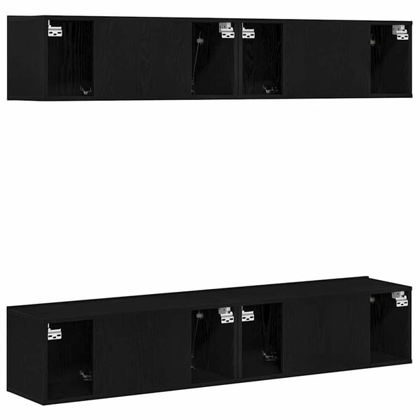 vidaXL TV Cabinet Set 4 pcs Black Oak 31.50 x 11.81 x 11.81 in