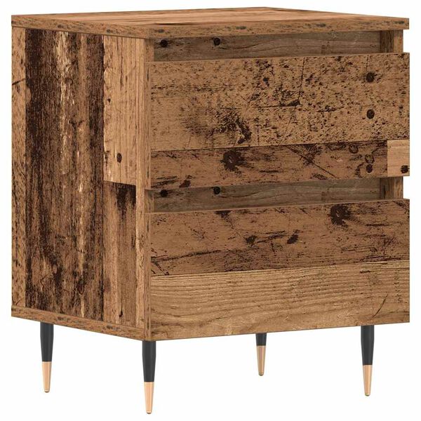 vidaXL Bedside Cabinet with Drawer Old Wood 15.75 x 13.78 x 19.69 in