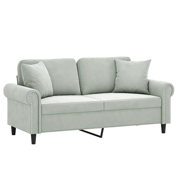 vidaXL 2-seater Sofa Light Grey Velvet (100% polyester), Metal, Textilene