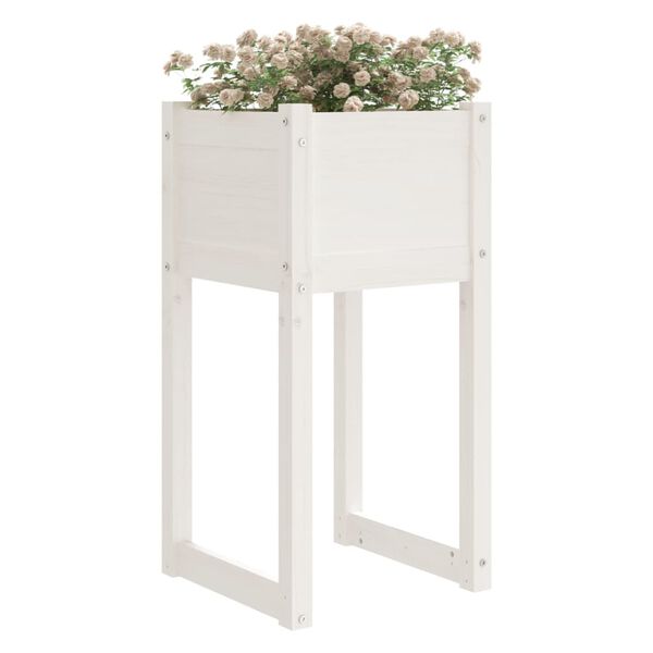 vidaXL Planter Set of 2 White Solid pine wood Medium Decorative Inlays