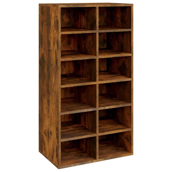 vidaXL Shoe Rack Smoked Oak 21.3"x13.4"x39.6" Engineered Wood