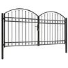vidaXL Fence Gate Double Door with Arched Top Steel 118.1x49.2" Black