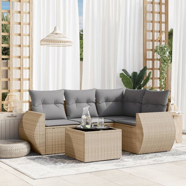 vidaXL Garden Sofa Set Beige, Light Grey