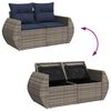 vidaXL 7 Piece Patio Sofa Set with Cushions Gray Poly Rattan