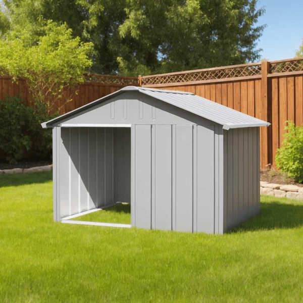 vidaXL Dog House Grey Galvanized steel 45.9 x 40.6 x 32.1 in Durable