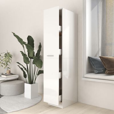 vidaXL Apothecary Cabinet High Gloss White 11.8"x16.7"x59.1" Engineered Wood