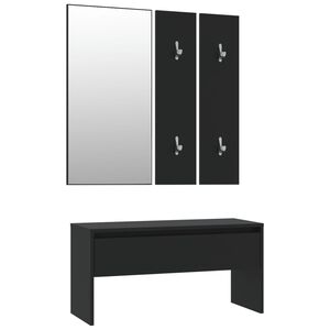 vidaXL Hallway Furniture Set Black Engineered wood, Acrylic Medium