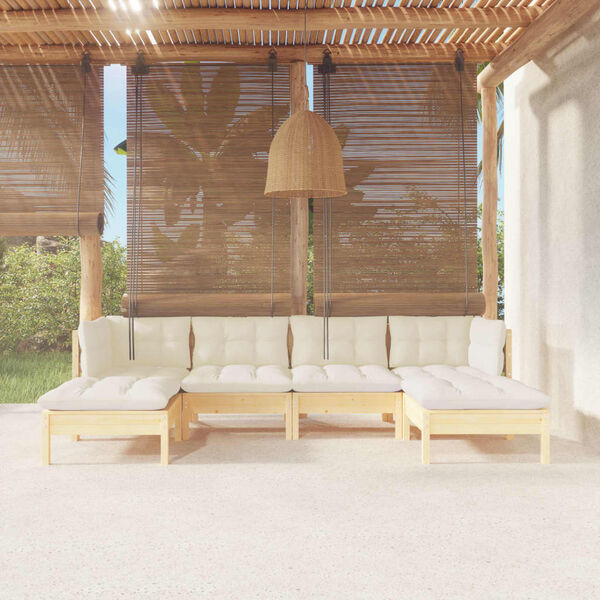 vidaXL Garden Lounge Set Cream and natural wood