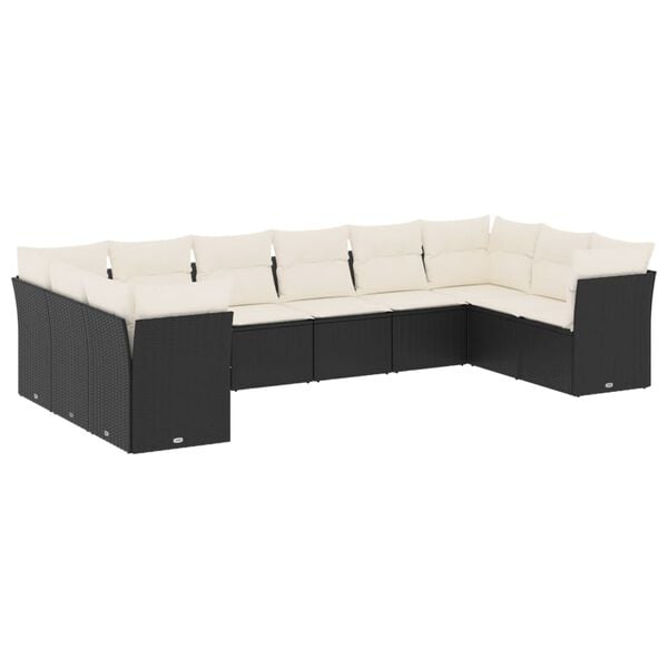vidaXL Garden Sofa Set Black and Cream White