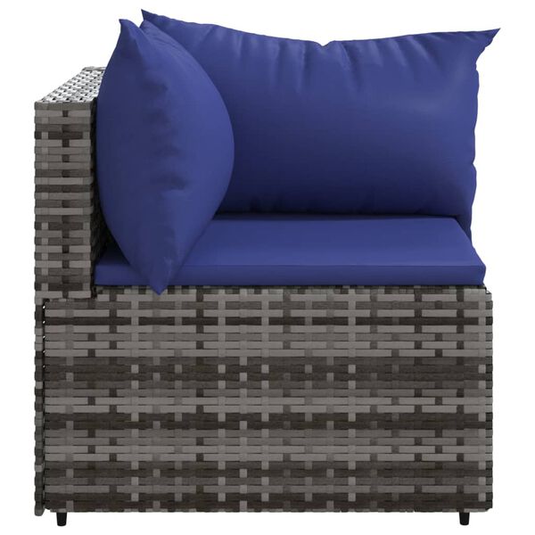 vidaXL Patio Corner Sofa Gray PE rattan, powder-coated steel, polyester