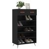 vidaXL Shoe Cabinet Black Engineered wood, iron, faux leather Standard