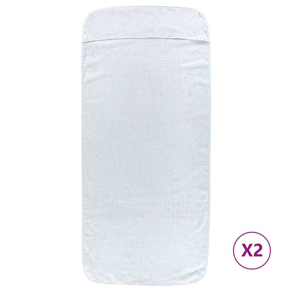 vidaXL Beach Towel Set of 2 White Fabric (84% cotton, 16% polyester)