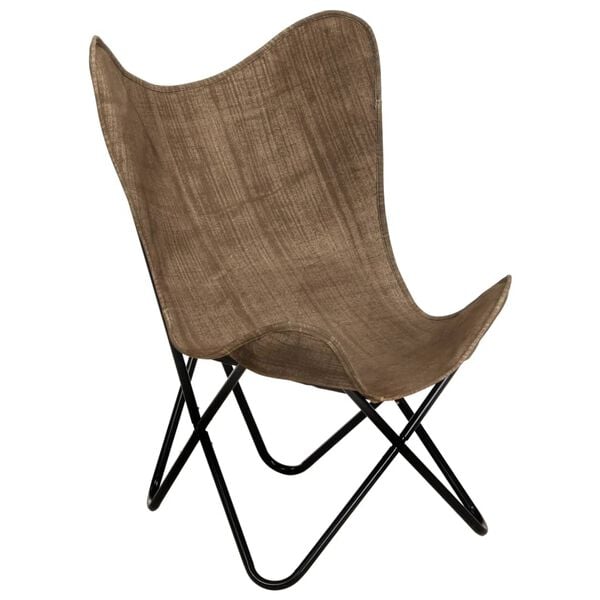 vidaXL Butterfly Chair Taupe Canvas (100% cotton) + powder-coated steel