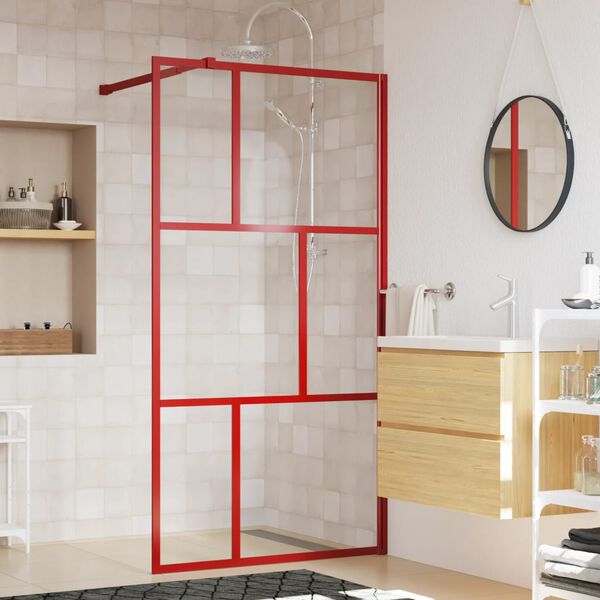 vidaXL Walk-in Shower Wall with Clear ESG Glass Red 39.4"x76.8"