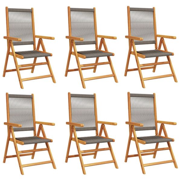 vidaXL Garden Chair Set of 6 Grey Solid acacia wood with an oil finish