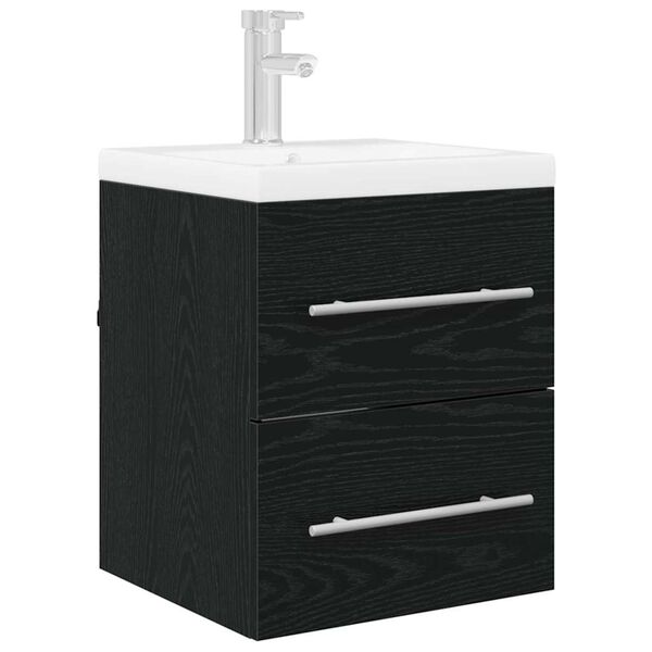 vidaXL Sink Cabinet Black Oak 15.16 x 16.14 x 18.90 in Engineered Wood