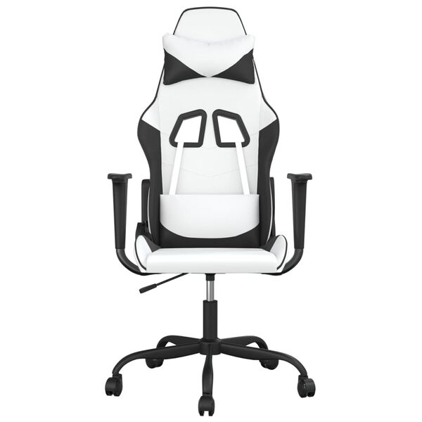 vidaXL Gaming Chair White and Black Faux leather, metal, plywood