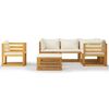 vidaXL Garden Lounge Set Cream wood Solid acacia wood with an oil finish