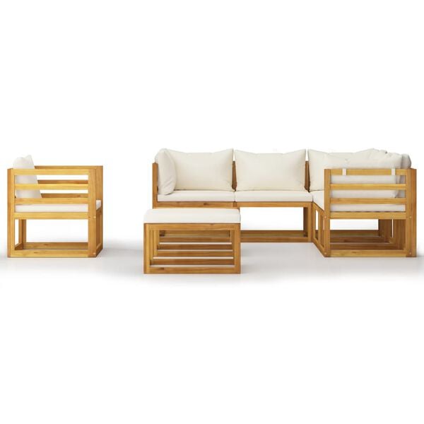 vidaXL Garden Lounge Set Cream wood Solid acacia wood with an oil finish