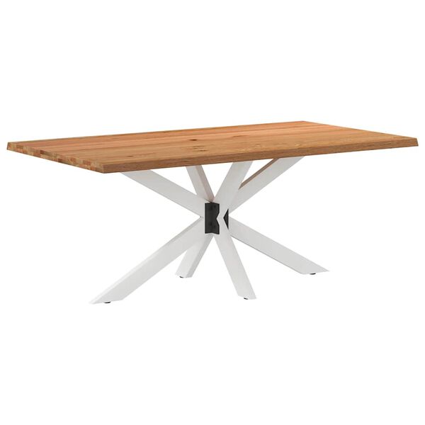 vidaXL Dining Table Light Brown Solid Oak Wood Large Adjustable Feet