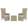 vidaXL Garden Lounge Set Beige Poly Rattan, Steel, Tempered Glass