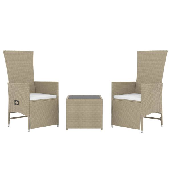 vidaXL Garden Lounge Set Beige Poly Rattan, Steel, Tempered Glass