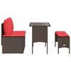 vidaXL 3 Piece Patio Dining Set with Cushions Brown Poly Rattan