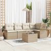 vidaXL Garden Sofa Set with Cushion Manual 6 pcs Beige Poly Rattan