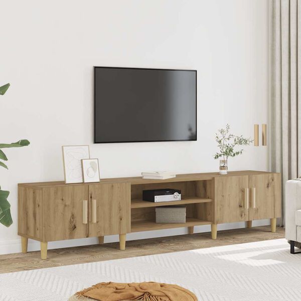 vidaXL TV Cabinet Artisan Oak Engineered wood, solid eucalyptus wood
