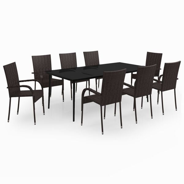 vidaXL Garden Dining Set Brown and Black