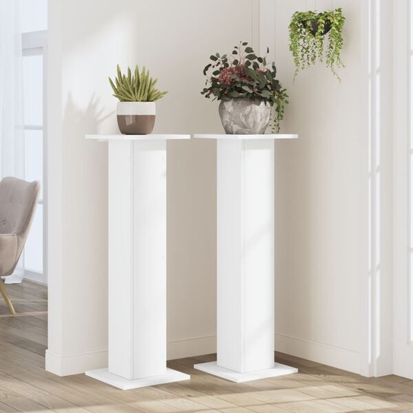vidaXL Plant Stand White Engineered wood Large Plant Stand Square