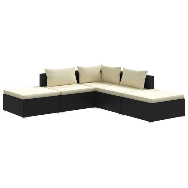vidaXL Garden Lounge Set Black, Cream