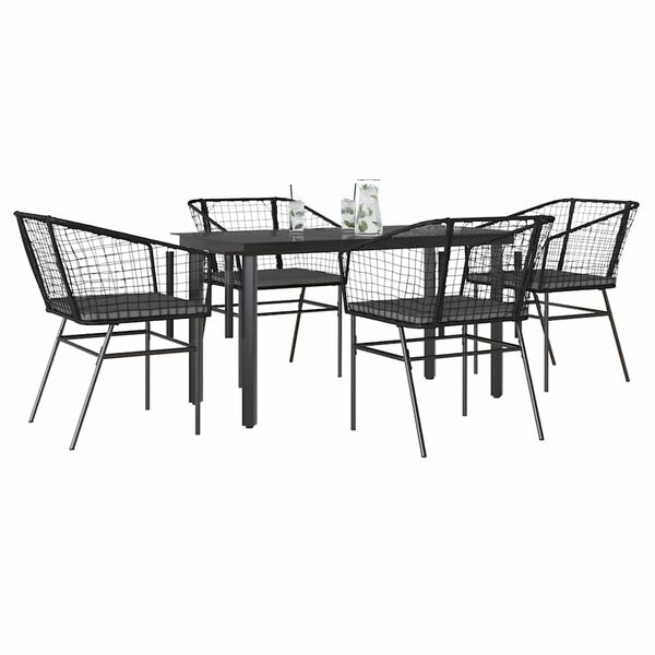 vidaXL Garden Dining Set Black and Dark Grey