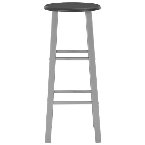 vidaXL Bar Stool Set of 2 Black and Silver Steel and MDF