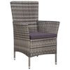vidaXL Dining Chair With Stool Gray Poly Rattan Standard