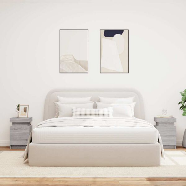 vidaXL Bedside Cabinet Set of 2 Grey Sonoma Engineered wood Medium