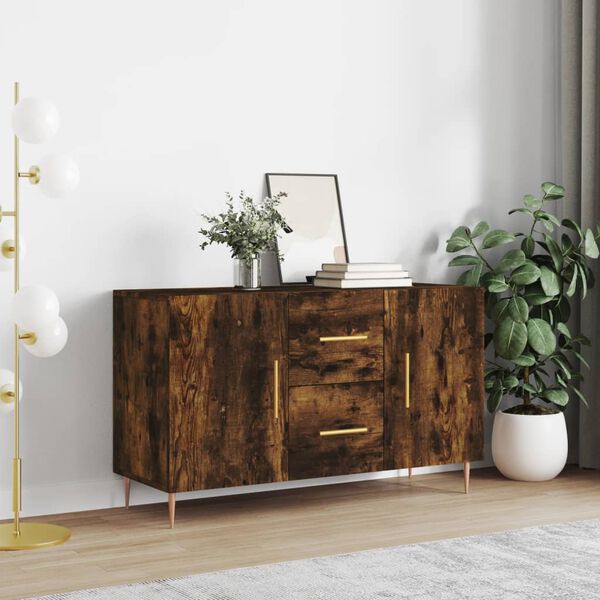 vidaXL Sideboard Smoked Oak Engineered Wood and Metal