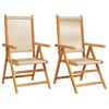 vidaXL Garden Chair Set of 2 Beige Solid acacia wood Foldable