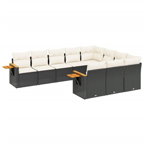 vidaXL Garden Sofa Set Black, Cream White