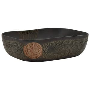 vidaXL Countertop Basin Black Rectangular 18.9x14.8x5.3" Ceramic