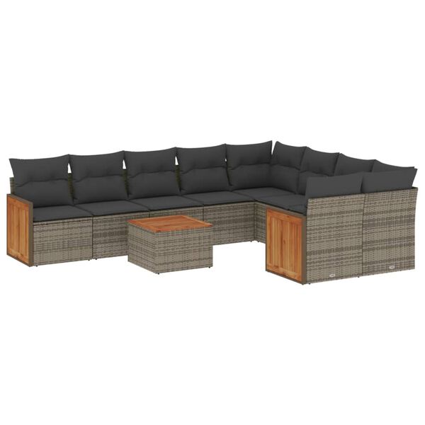 vidaXL Garden Sofa Set Grey Poly Rattan Large Modular Garden Sofa Set