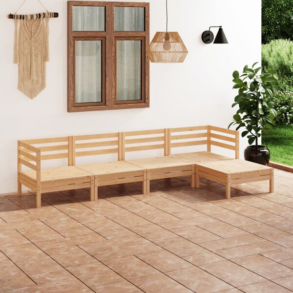 vidaXL Garden Lounge Set Natural Wood Solid Pinewood 5 Piece Set Modular